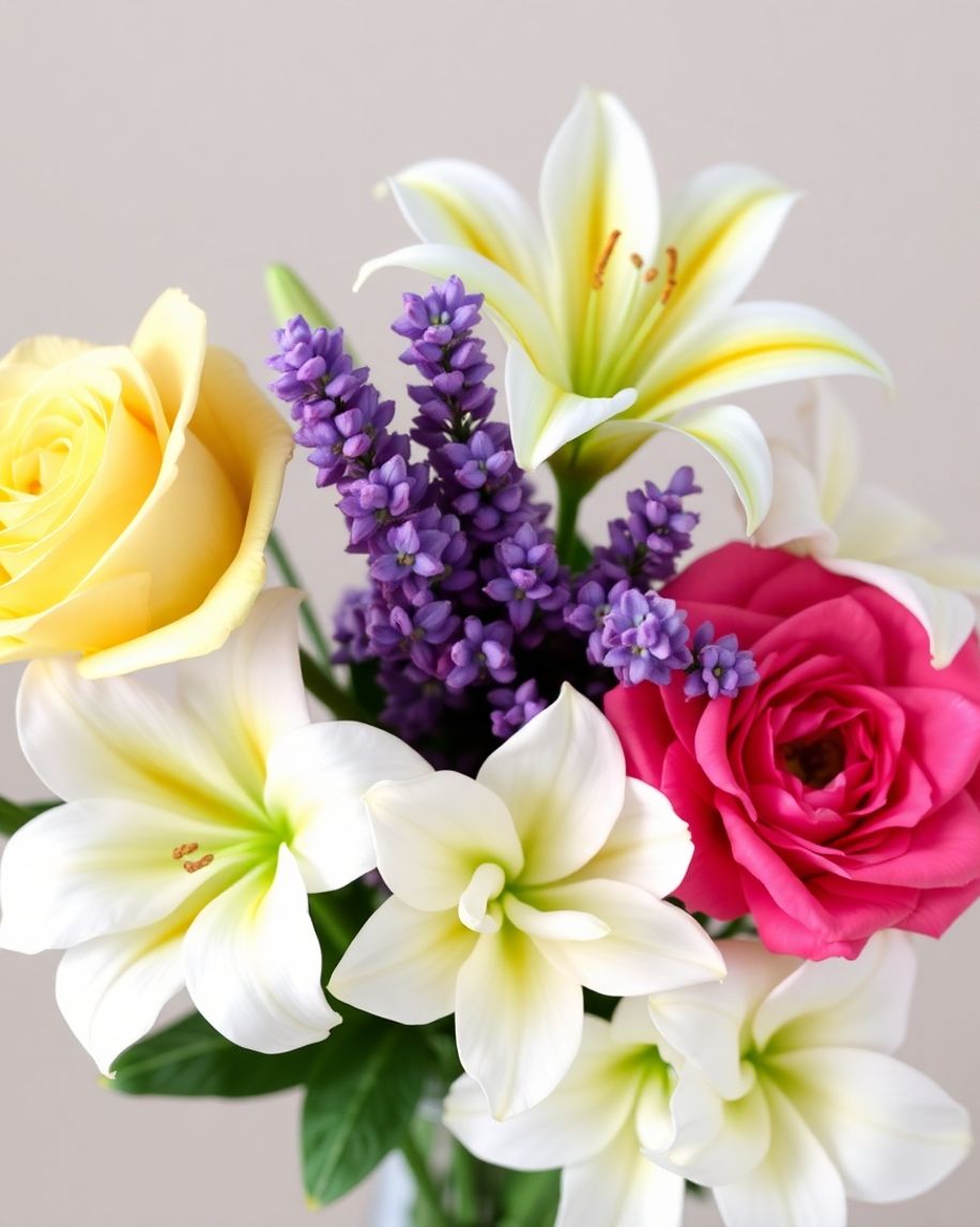 Five beautiful flowers in full bloom, showcasing vibrant colours.