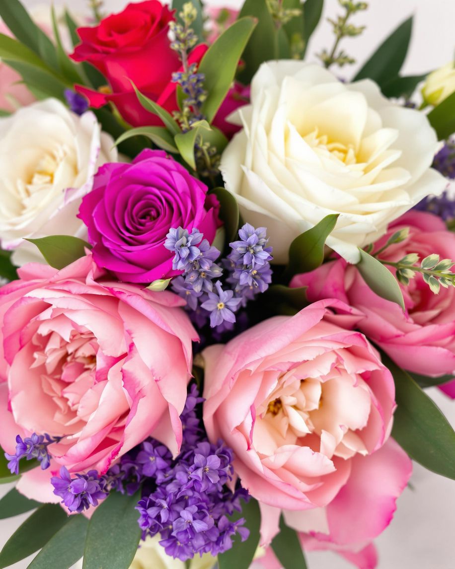 A bouquet of five fragrant flowers in bloom.