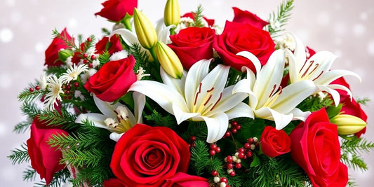 Festive flower arrangement for Christmas gifting.