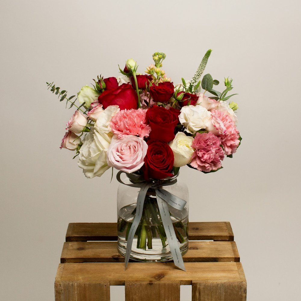 blushing romance bouquet with vase small